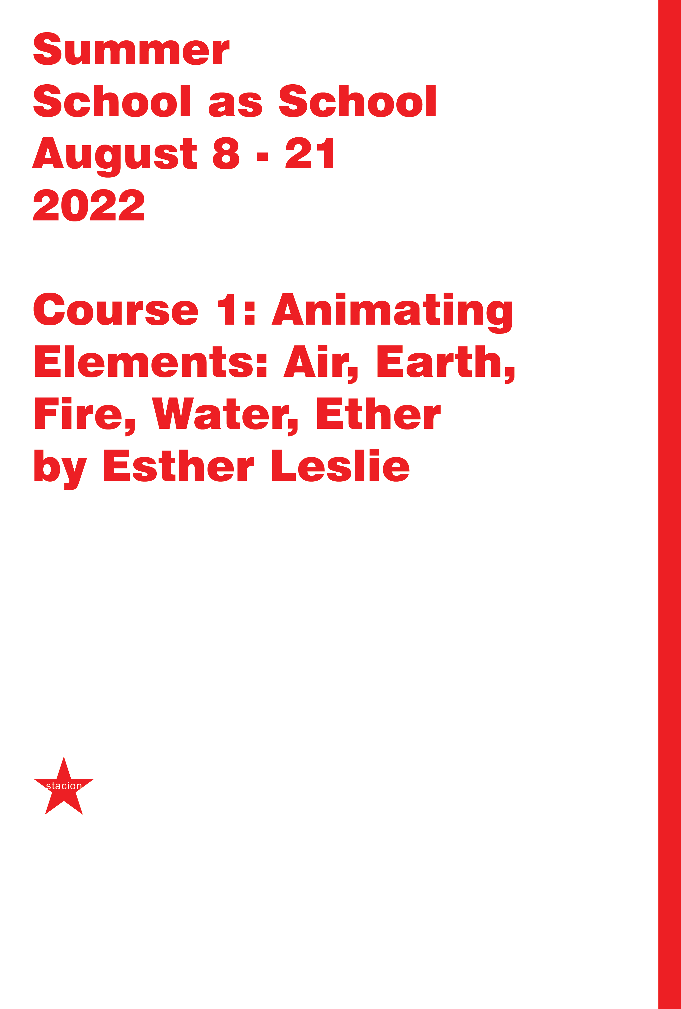 Kursi 1: Animimi i elementeve: Ajri, Toka, Zjarri, Uji, Eteri